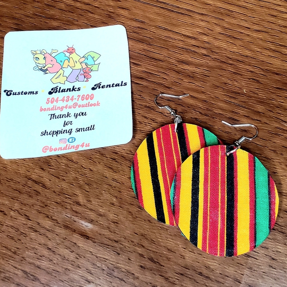 Handmade Wooden Fabric Earrings